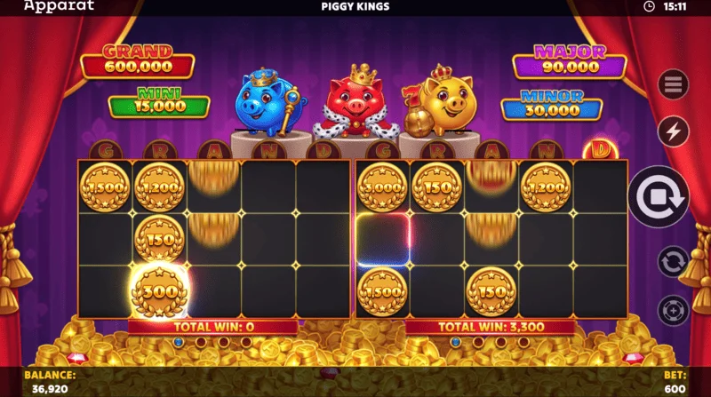 Piggy Kings - menu ustawień i zakres zakładów
