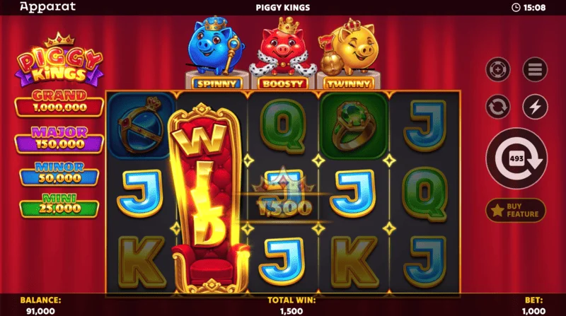 Piggy Kings - monety Booster w trzech kolorach na polu